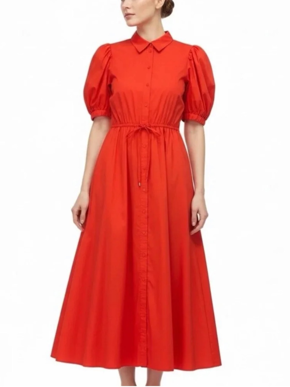 Lauren Ralph Lauren Cotton-Blend Puff-Sleeve Midi Dress - Picture 2 of 5